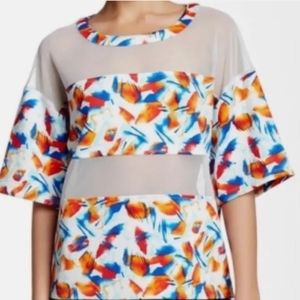 BCBGeneration Mesh Sheer White Blouse Size XS/S